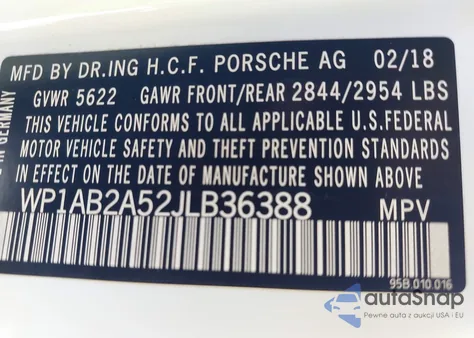 2018 Porsche Macan S из США, поврежденный, VIN WP1AB2A52JLB36388